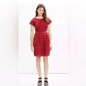 Madewell Eyelet Happening Cutout Dress in Red, Size 10,  GUC